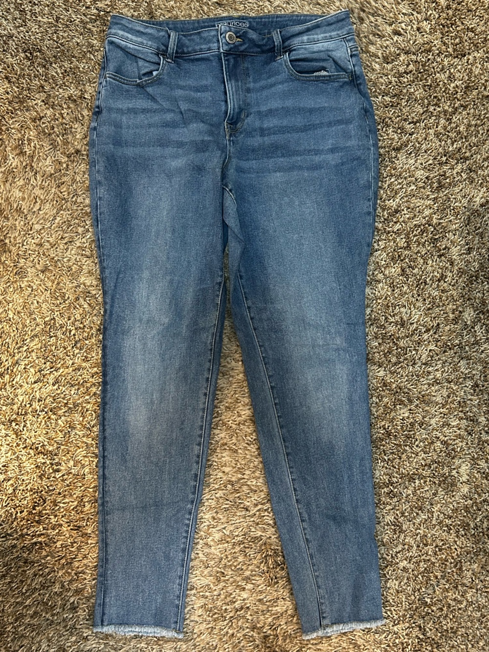 Maurices Blue High Rise Skinny Jeans Short L Frayed Hem